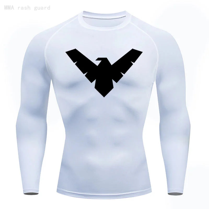 Long Sleeve Night-Wing Compression Shirt - White/Black