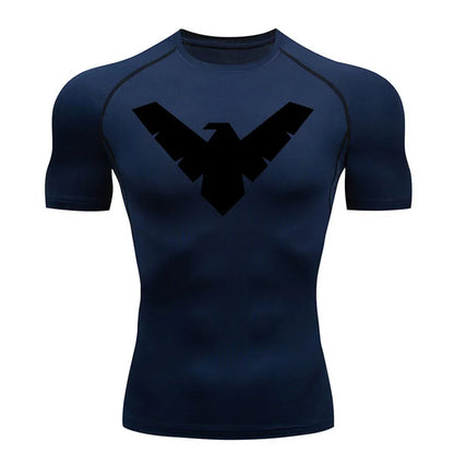 Short Sleeve Night-Wing Compression Shirt - NavyBlue/Black