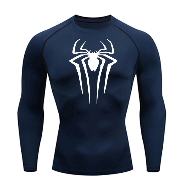 Spider-Man Long Sleeve Compression Shirt - NavyBlue/White