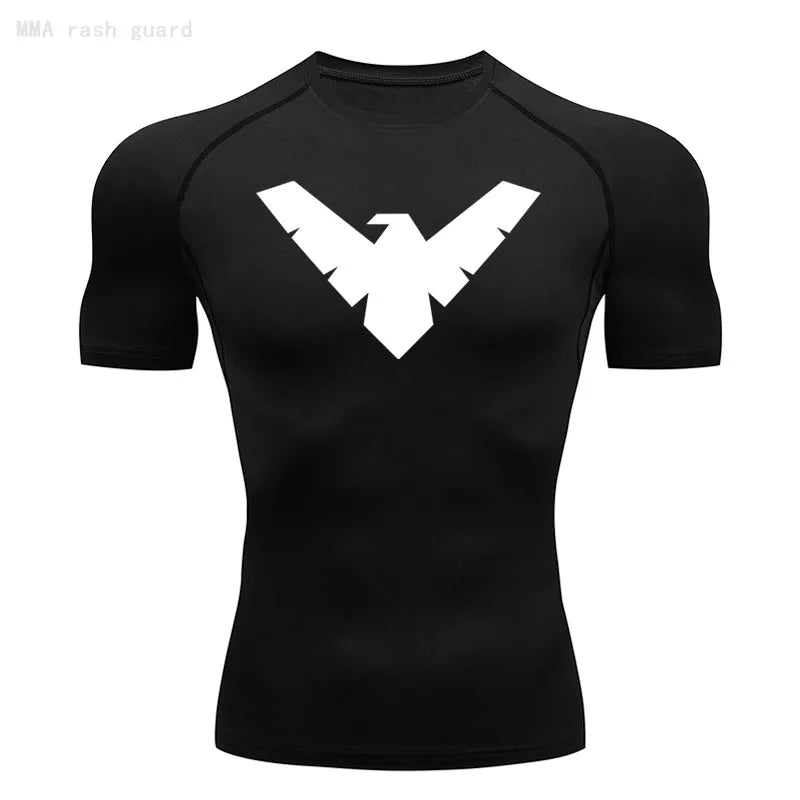 Short Sleeve Night-Wing Compression Shirt - Black/White