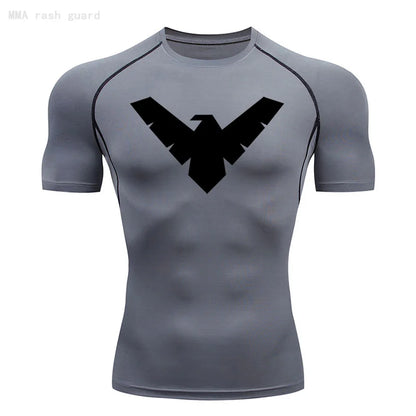 Short Sleeve Night-Wing Compression Shirt - Gray/Black