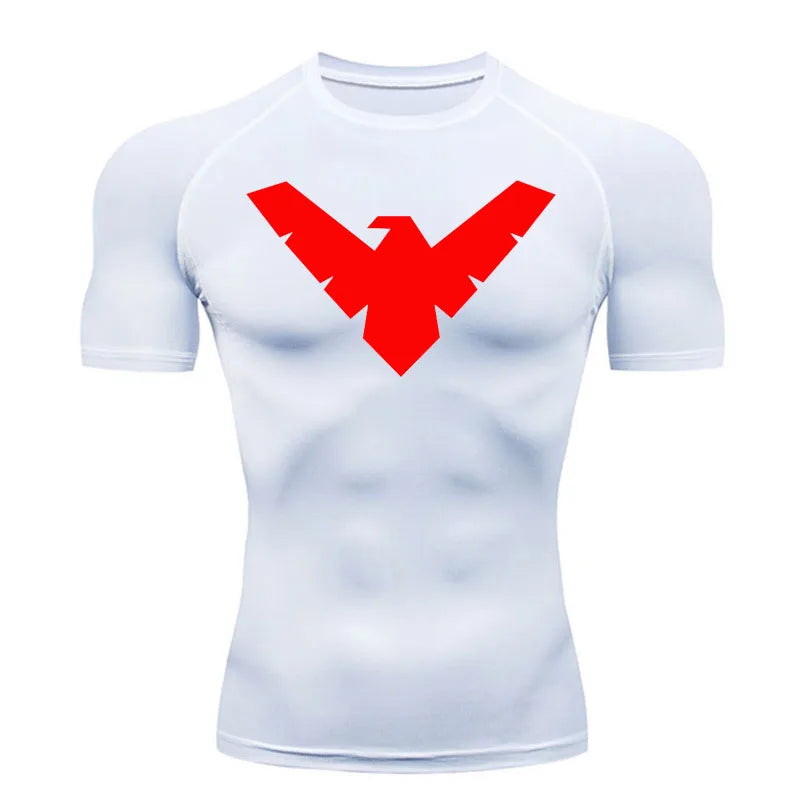 Short Sleeve Night-Wing Compression Shirt - White/Red