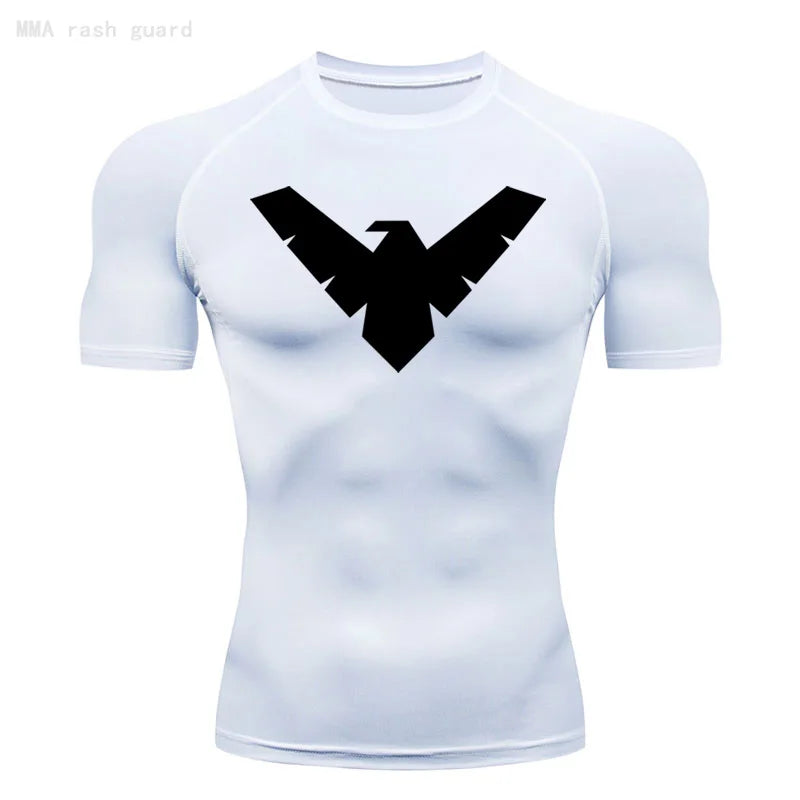 Short Sleeve Night-Wing Compression Shirt - White/Black