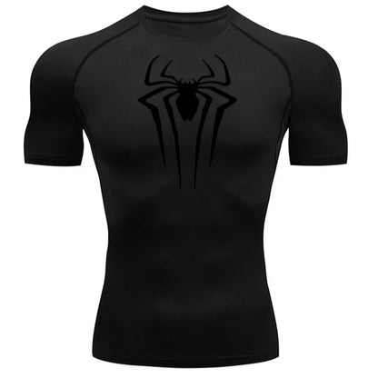 Spider-Man Short Sleeve Compression Shirt - Black/Black