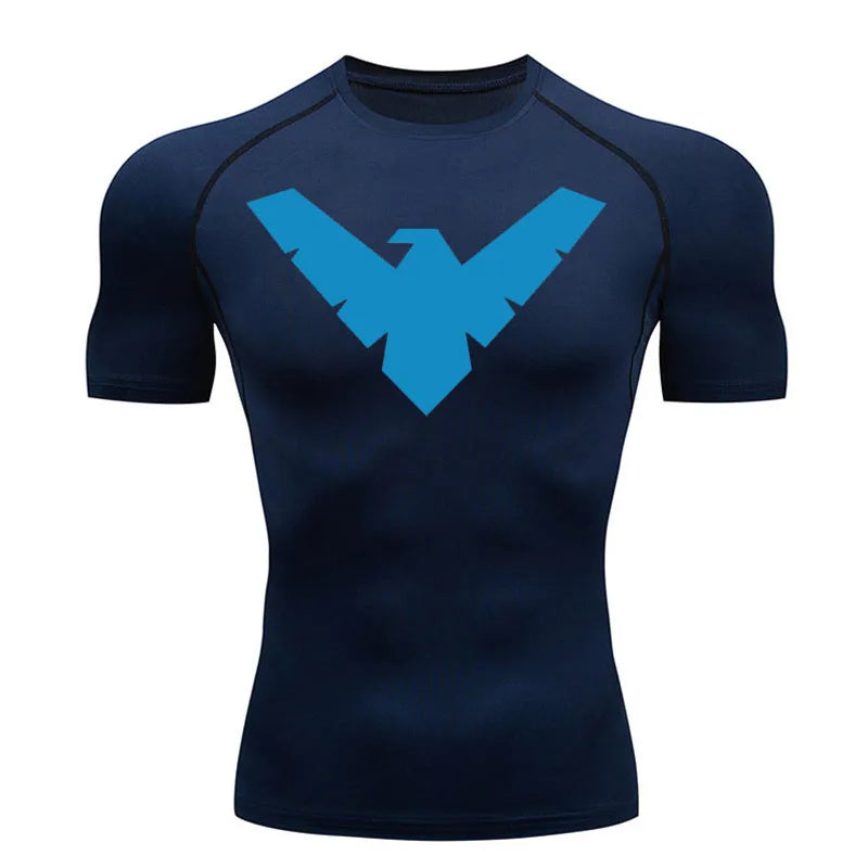 Short Sleeve Night-Wing Compression Shirt - NavyBlue/Blue