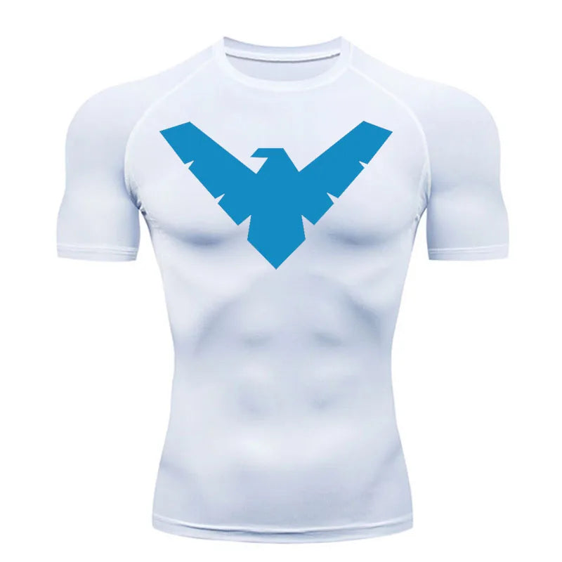 Short Sleeve Night-Wing Compression Shirt - White/Blue