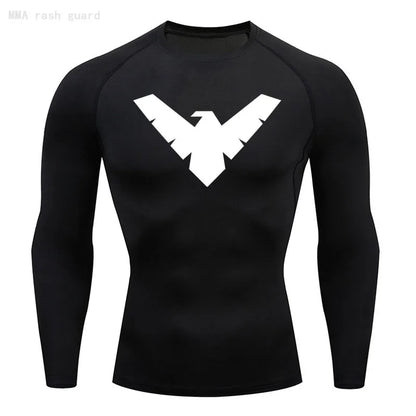 Long Sleeve Night-Wing Compression Shirt - Black/White