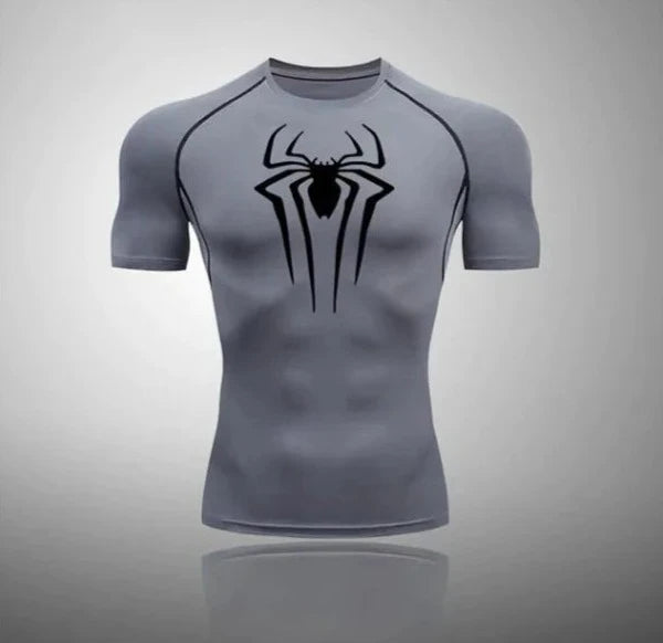 Spider-Man Short Sleeve Compression Shirt - Gray/Black