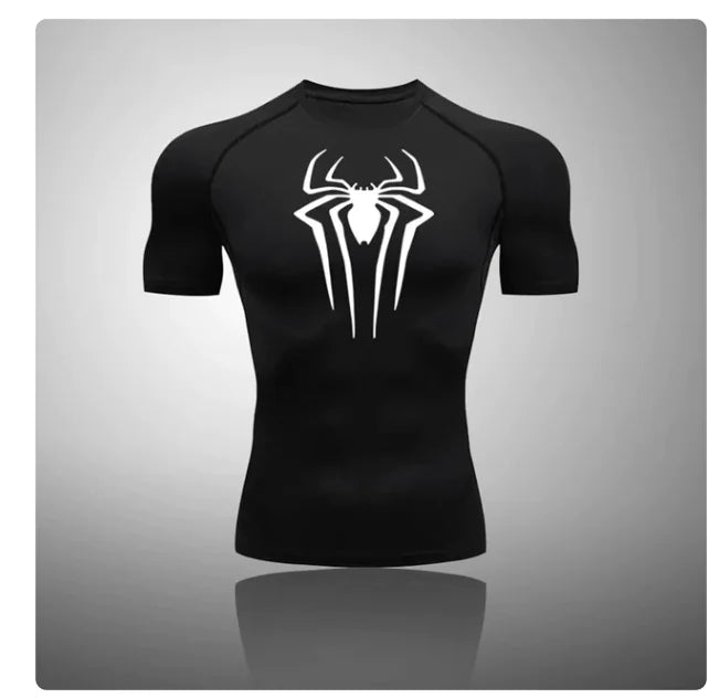 Spider-Man Short Sleeve Compression Shirt -Black/White