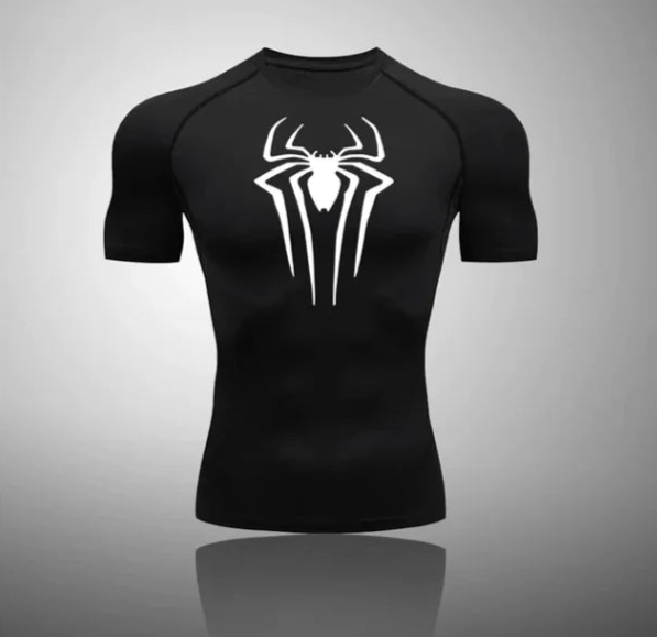 Spider-Man Short Sleeve Compression Shirt -Black/White